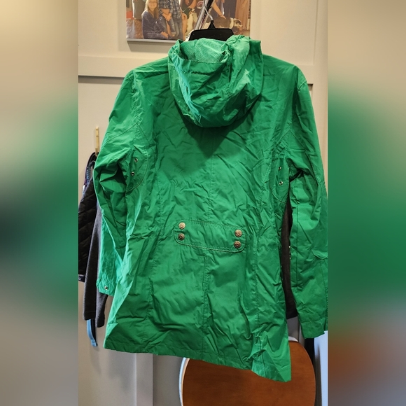 Jackets & Blazers - Green Hooded Women's Rain Jacket